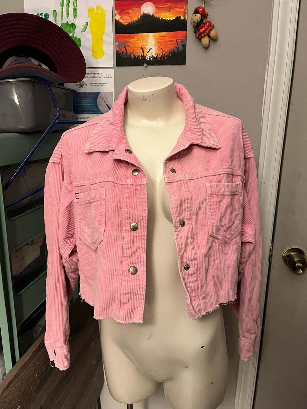 Urban Outfitters Pink Corduroy Cropped Jacket